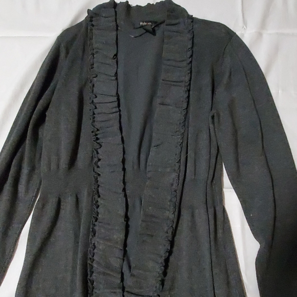 Heather Grey Long Ruffled Cardigan - Picture 1 of 5